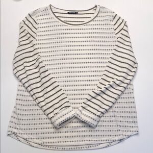 Pink Clover White and Gray Striped Sweater